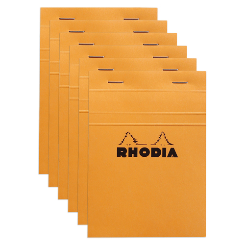 6PK Rhodia No.13 Top Stapled A6 Notepad 5x5 Grid - Orange