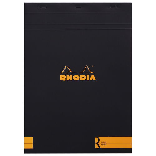 Rhodia Premium R No.18 Top Stapled A4 Notepad Ruled - Black