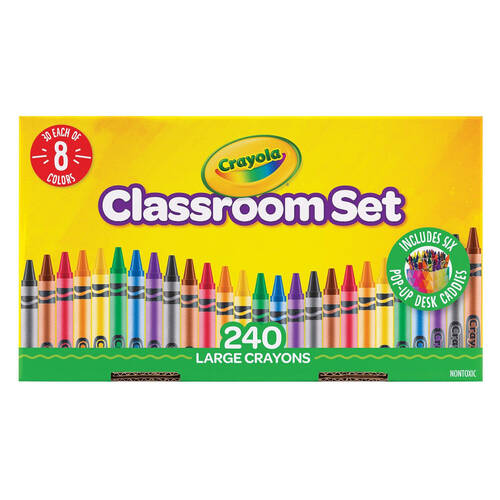 240pc Crayola Large Crayon Classroom Set Colouring Tools Kids 3y+