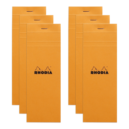 6PK Rhodia No.8 Top Stapled List Notepad 5x5 Grid - Orange
