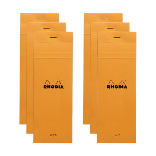 6PK Rhodia No.8 Top Stapled List Notepad Ruled - Orange