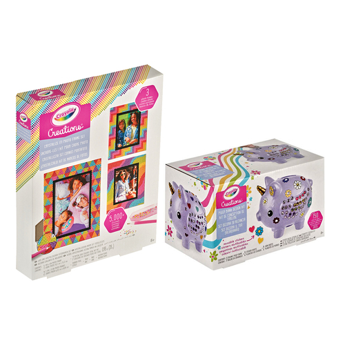Crayola Creations Piggy Bank & Crystalize It Photo Frames Kit/Set 8+