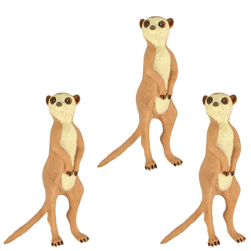 3PK Fumfings Animal Stretchy Beanie Meerkat 17cm