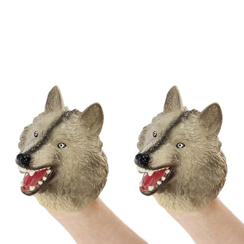 2x Fumfings 12cm Silicone Wolf Hand Puppet Kids Toy 3y+