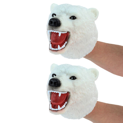 2x Fumfings 12cm Silicone Polar Bear Hand Puppet Kids Toy 3y+