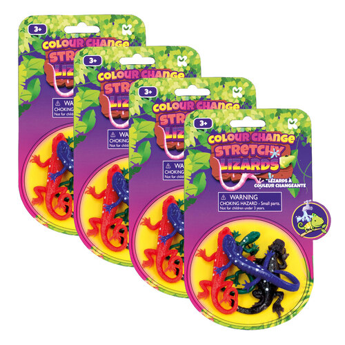 4x Fumfings Colour Change Stretchy Lizards Kids Toy 3y+