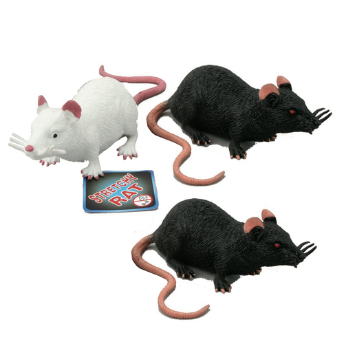 3PK Fumfings Novelty Stretchy Beanie Rat 18cm - Assorted