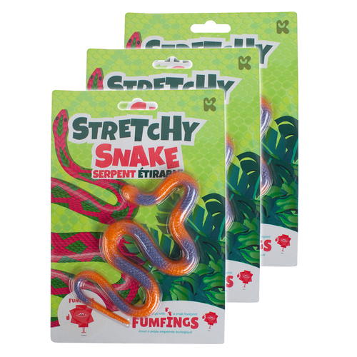 3PK Fumfings Animal Stretchy Snake 21cm - Assorted