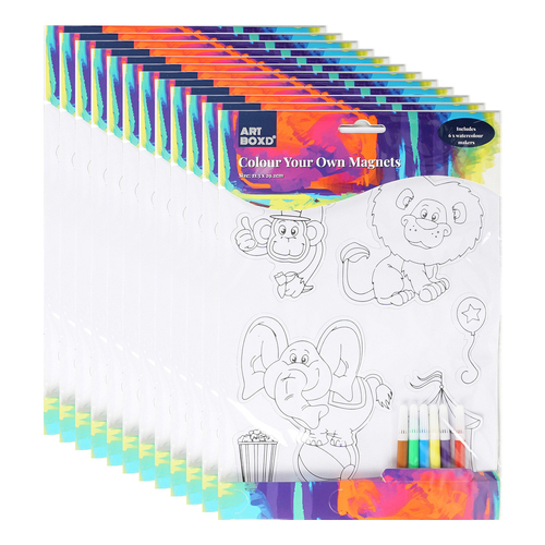 12PK Art Boxd Colour Your Own Magnet w/ Pencils Assorted