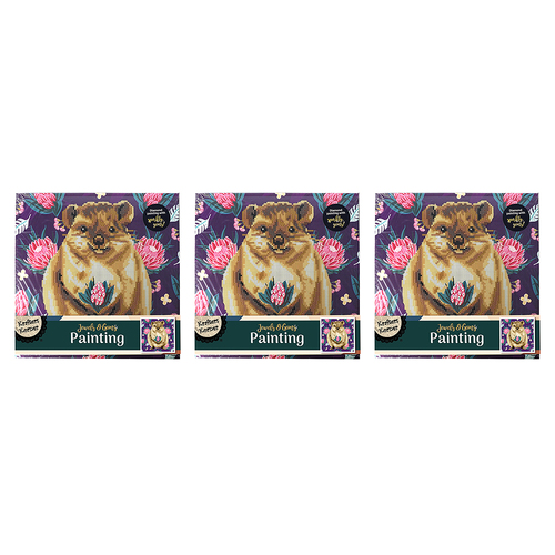 3PK Krafters Korner Jewels & Gem Painting Canvas Quokka Creative Kids Craft 6+