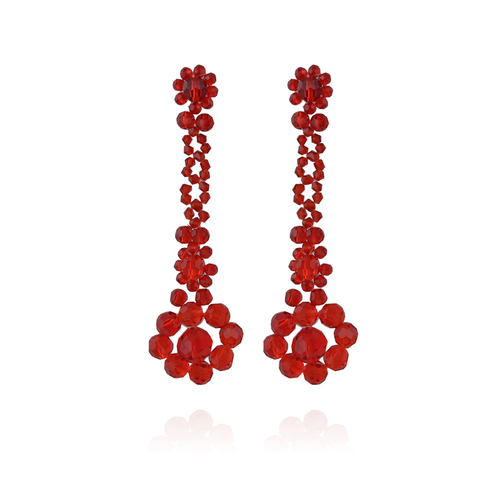 Culturesse Arabella 9cm Rouge Beaded Earrings  For Pierced Ears - Red