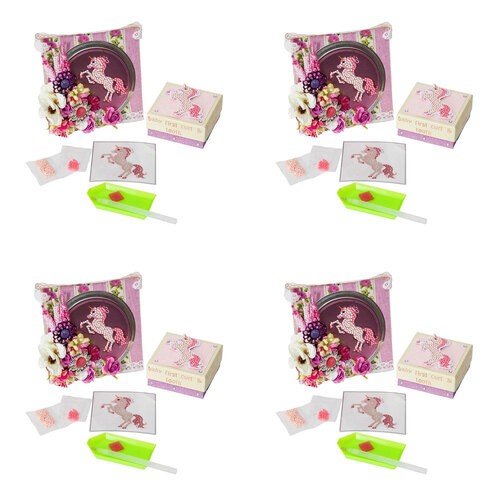 4x Craft Buddy Fairytale Unicorn 9x9cm Crystal Art Motif Kids/Family 8y+
