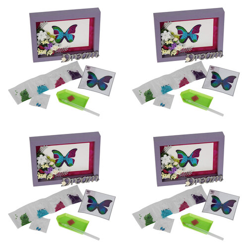 4x Craft Buddy Crystal Art Motif Disco Butterfly 9x9cm Kids/Family 8y+