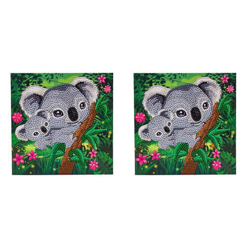 2x Craft Buddy Koala Hugs Crystal Art Card 18x18cm Kids/Family 8y+