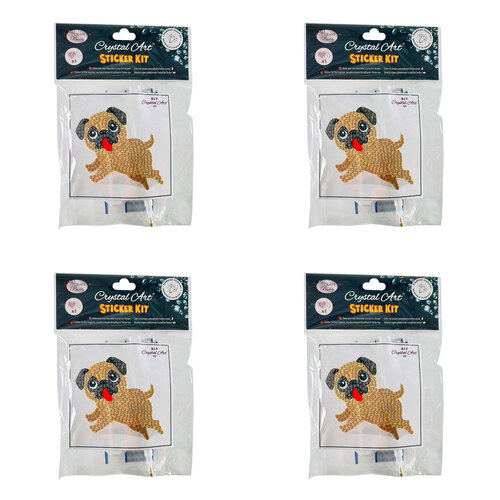 4x Craft Buddy Playful Pup 9x9cm Crystal Art Motif Kids/Family 8y+