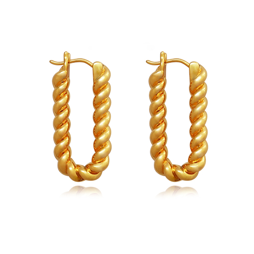 Culturesse Charlee 18K Titanium 30mm Twisted Huggie Earrings - Yellow Gold
