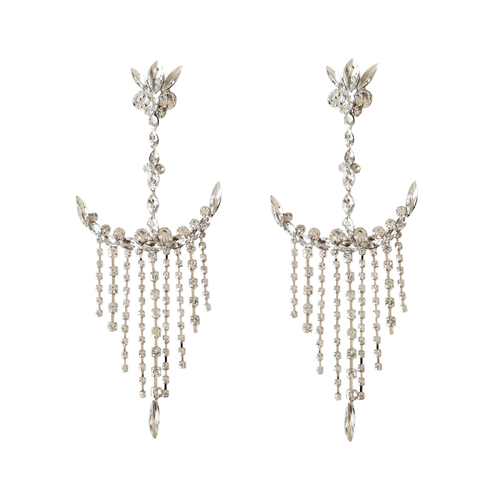 Culturesse Lotus 14cm Luxury Catwalk Earrings For Pierced Ears - Silver
