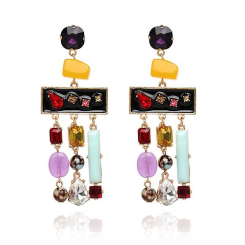 Culturesse Belle 90mm Rhinestone Splash Drop Earrings For Pierced Ears