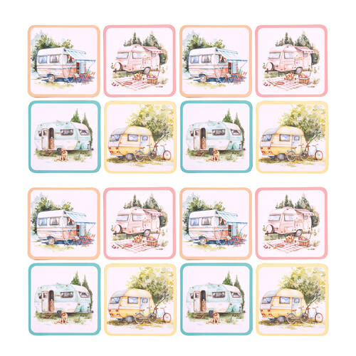 4x 4pc Splosh Caravan Waterproof Coaster Set 10cm Drink Mat Pad Square