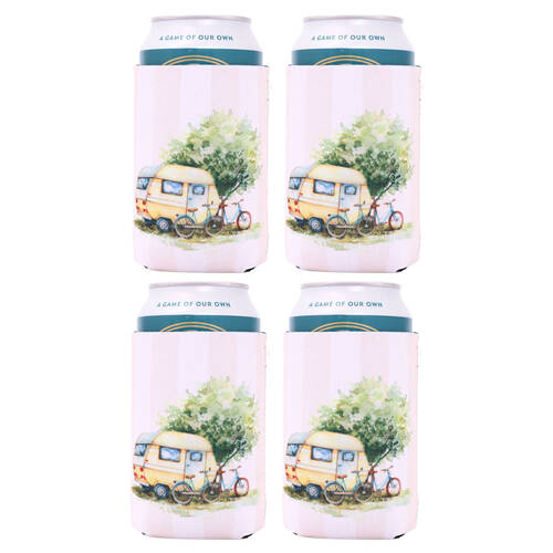 4PK Splosh Caravan Insulated Neoprene On The Road Stubby Holder10x13cm 10x13cm