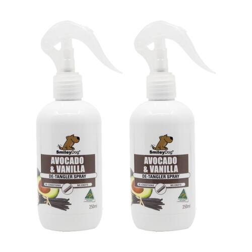 2PK Smiley Dog 2 In 1 Soap And De-Tangler Pet Spray Bottle 250ml Avocado & Vanilla