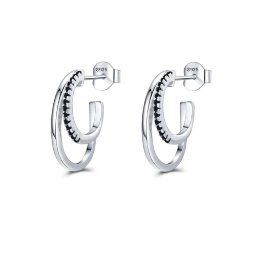 Culturesse Demi Double 18mm Loop Stud Earrings - Silver