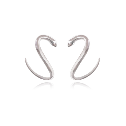 Culturesse Cassidy Artisan 15mm Dainty Serpent Stud Earrings - Silver