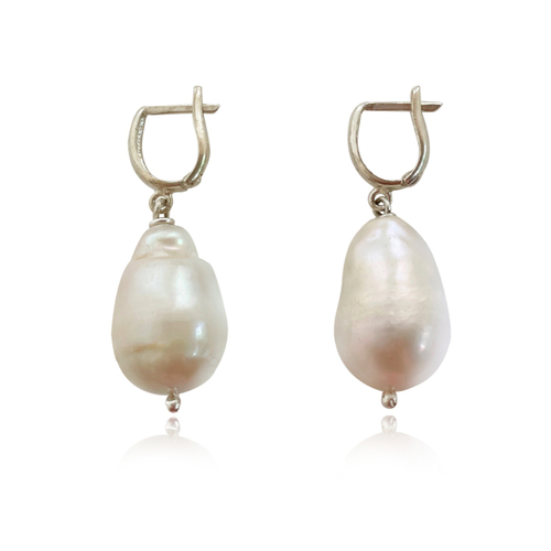 Culturesse Alyx 40mm Imperfect No 2 Pearl Drop Earrings - Silver
