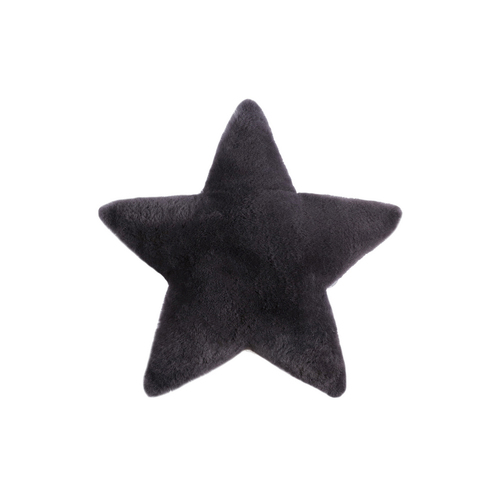 Auskin Sheepskin Star Cushion Decorative Pillow 45cm - Black