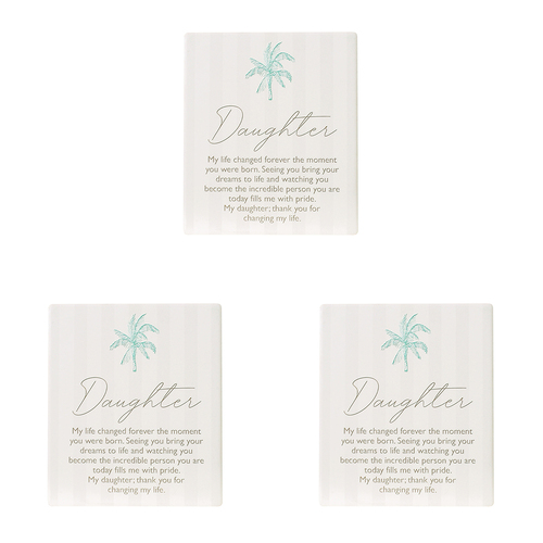 3PK Splosh Coast Ceramic Daughter Verse Plaque w/ Stand & Hanging Hook 12x14cm