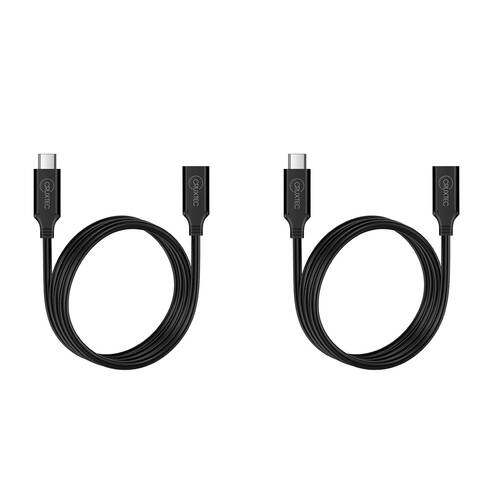 2PK Cruxtec CTCF-10G-05BK USB-C Male to Female Extension Cable 50cm Black