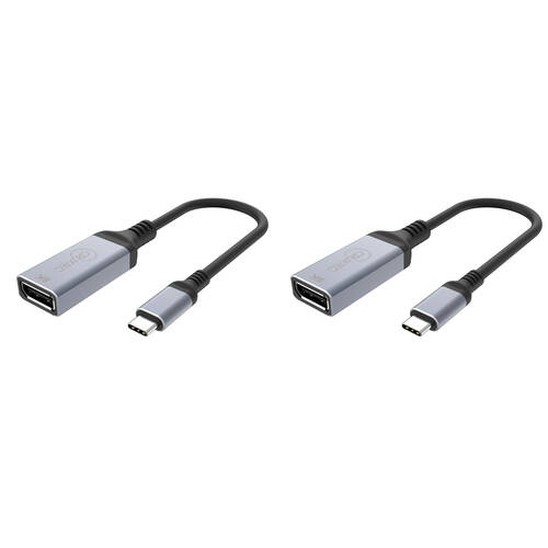 2PK Cruxtec CTD8K-SG USB-C Male to DP Female 8K Cable Adapter 8K/DSC/HDR 15cm Space Grey