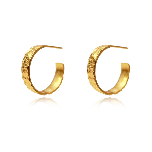 Culturesse Isador Textured 17mm Deco Hoop Earrings - Gold