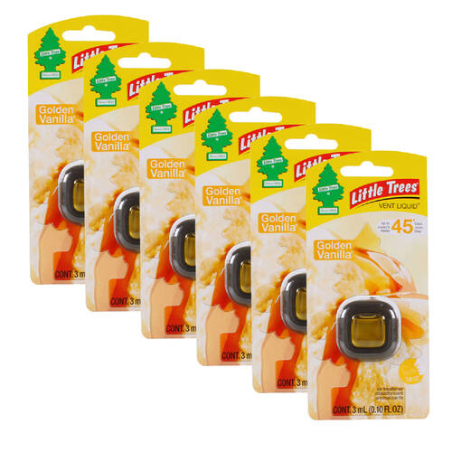 6PK Little Tree Clip In Car Vent Liquid Air Freshener 3ml Golden Vanilla