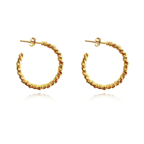 Culturesse Veronique 23mm French Twisted Hoop Earrings - Gold