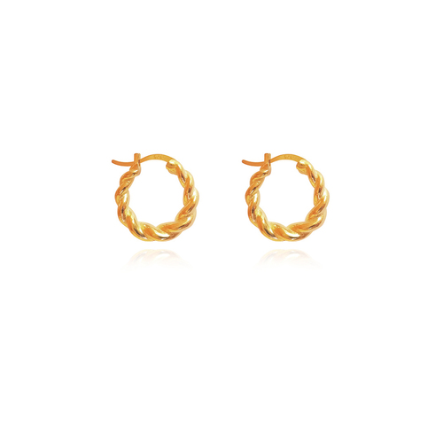 Culturesse Maya 15mm Twisted Huggie Earrings - Gold Filled