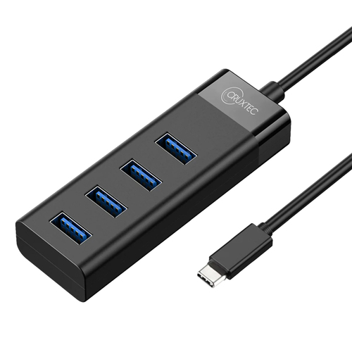 Cruxtec CU3-H4-BK 4 Port High Speed USB-C 3.0 Hub