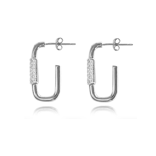 Culturesse Fletcher 20mm U-Shape Stud Earrings - Silver