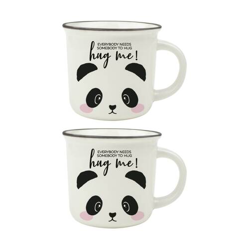 2PK Legami Cup Puccino Bone China Mug Panda Printed Design 350ml Large Gift