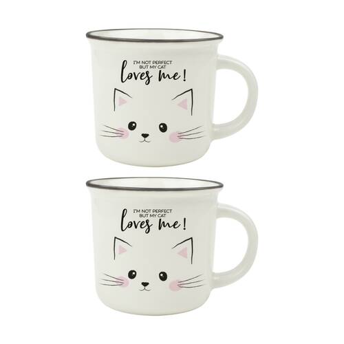 2PK Legami Cup Puccino Bone China Mug Cat Printed Design 350ml Large Gift Idea