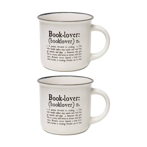 2PK Legami Cup Puccino Bone China Mug Book Lover Printed Design 350ml Large Gift