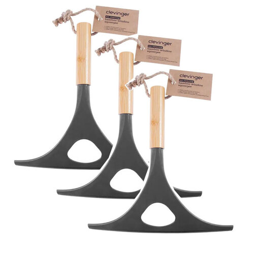 3PK Clevinger Eco Cleaning Bamboo Window Squeegee