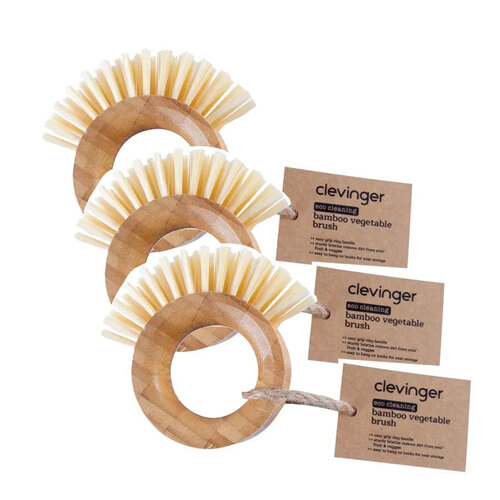 3PK Clevinger Eco Cleaning Bamboo Vegetable Brush