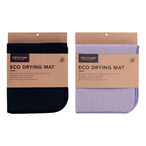 2PK Clevinger Microfibre Eco Dish Drying Mat 40x45cm Assorted