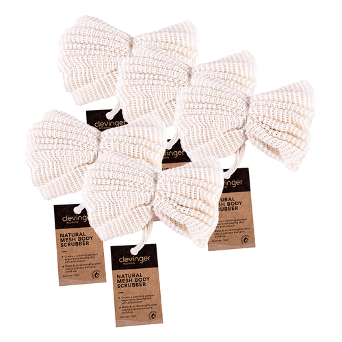 5PK Clevinger Eco Natural Linen Cotton Mesh Body Cleaning Scrubber