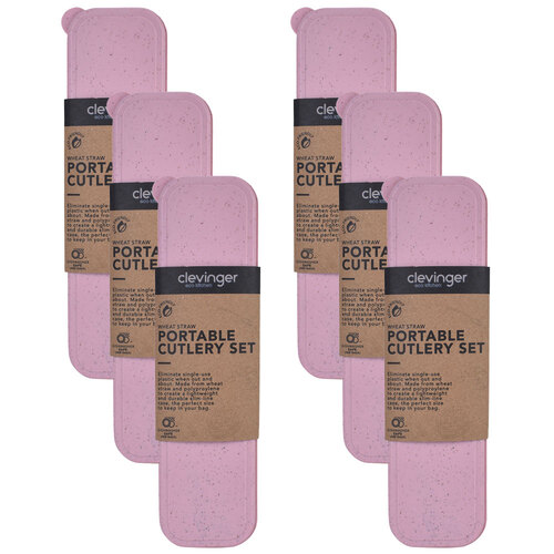 6PK Clevinger Wheat Straw Portable Cutlery Set Assorted