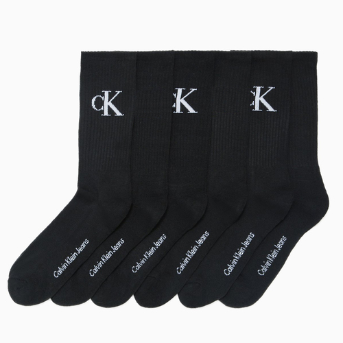 6PK Calvin Klein Men's One Size 1/2 Terry Cushion Crew Socks Black Assorted