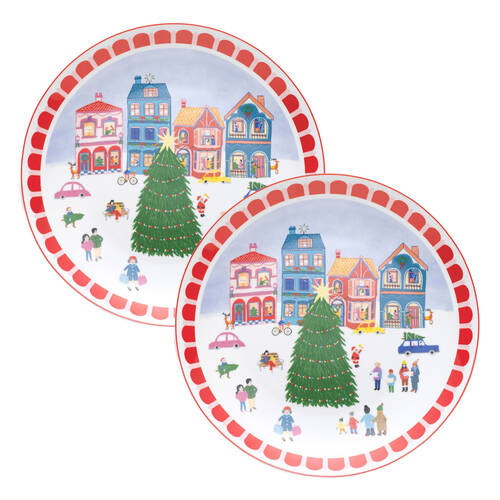 2PK Porto Porcelain Night Before Round Serving Plate 30cm Multi