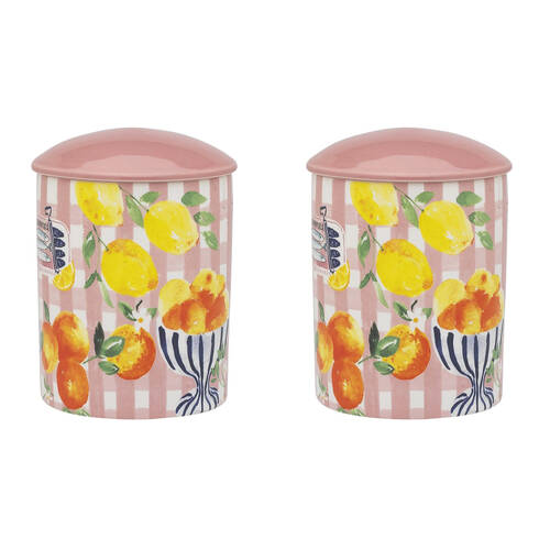 2PK Porto Positano Ceramic Soy Wax Candle w/ Lid 70-80hrs 490g Multi-Coloured