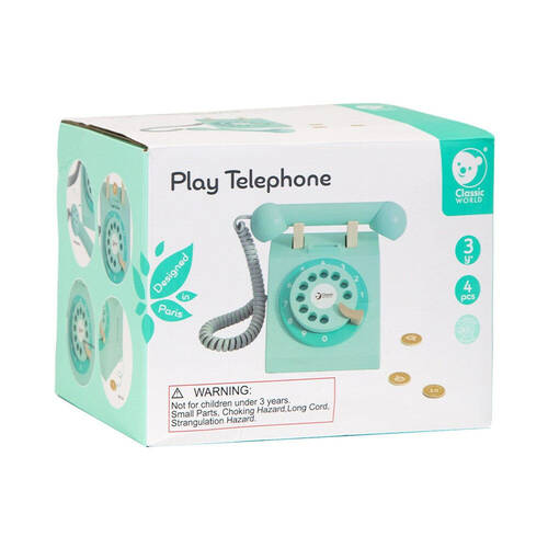 Classic World Children's Wooden Pretend Play Telephone 3Y+ Green